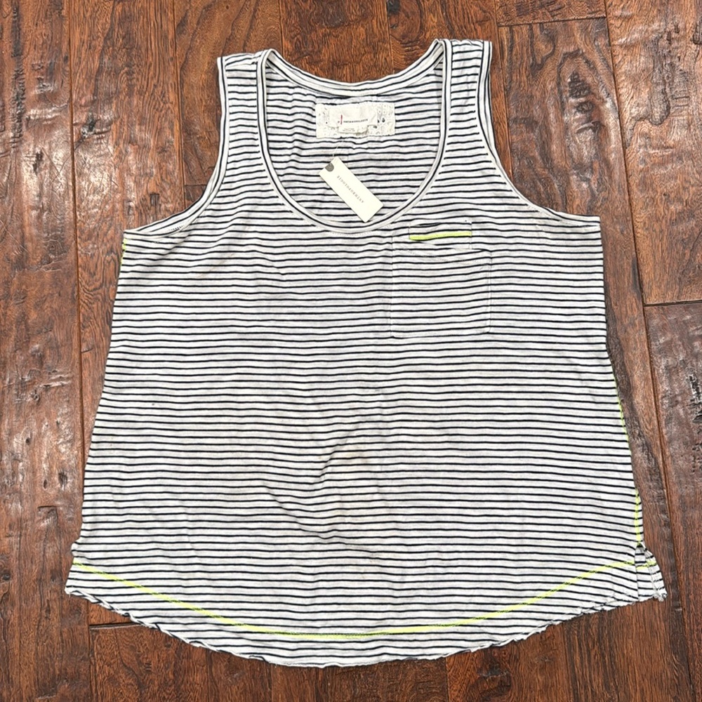 ANTHROPOLOGIE BLACK & WHITE STRIPED TANK TOP SZ L NWT
